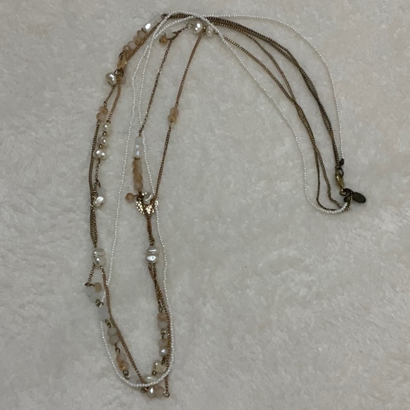 Triple Strand Faux Pearl Multi Textured Necklace - Picture 5 of 5